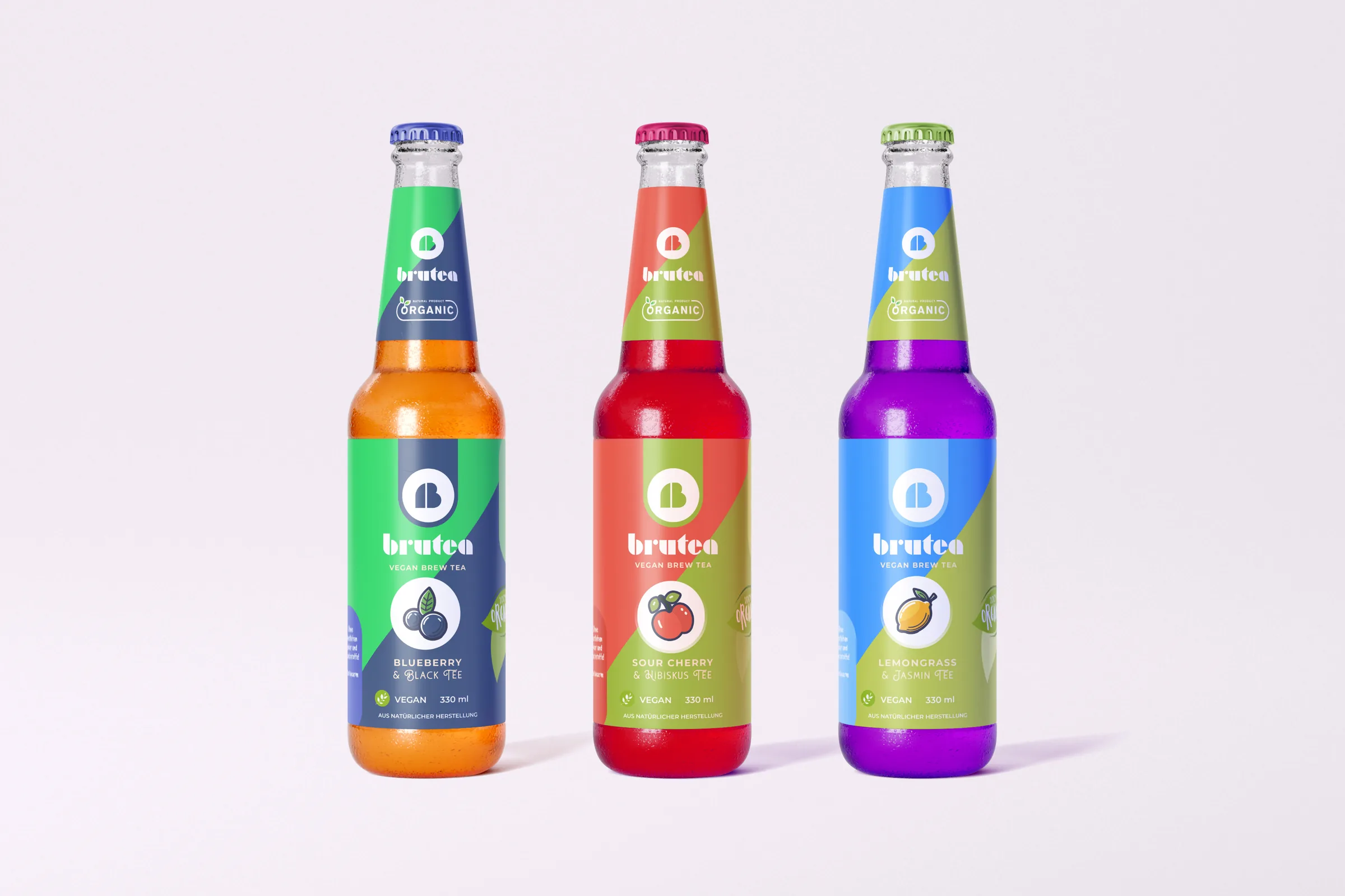 BruTea Iced-Tea-Reihe — drei Sorten-Bottles, Brand & Packaging Design von Emrach aus Aachen