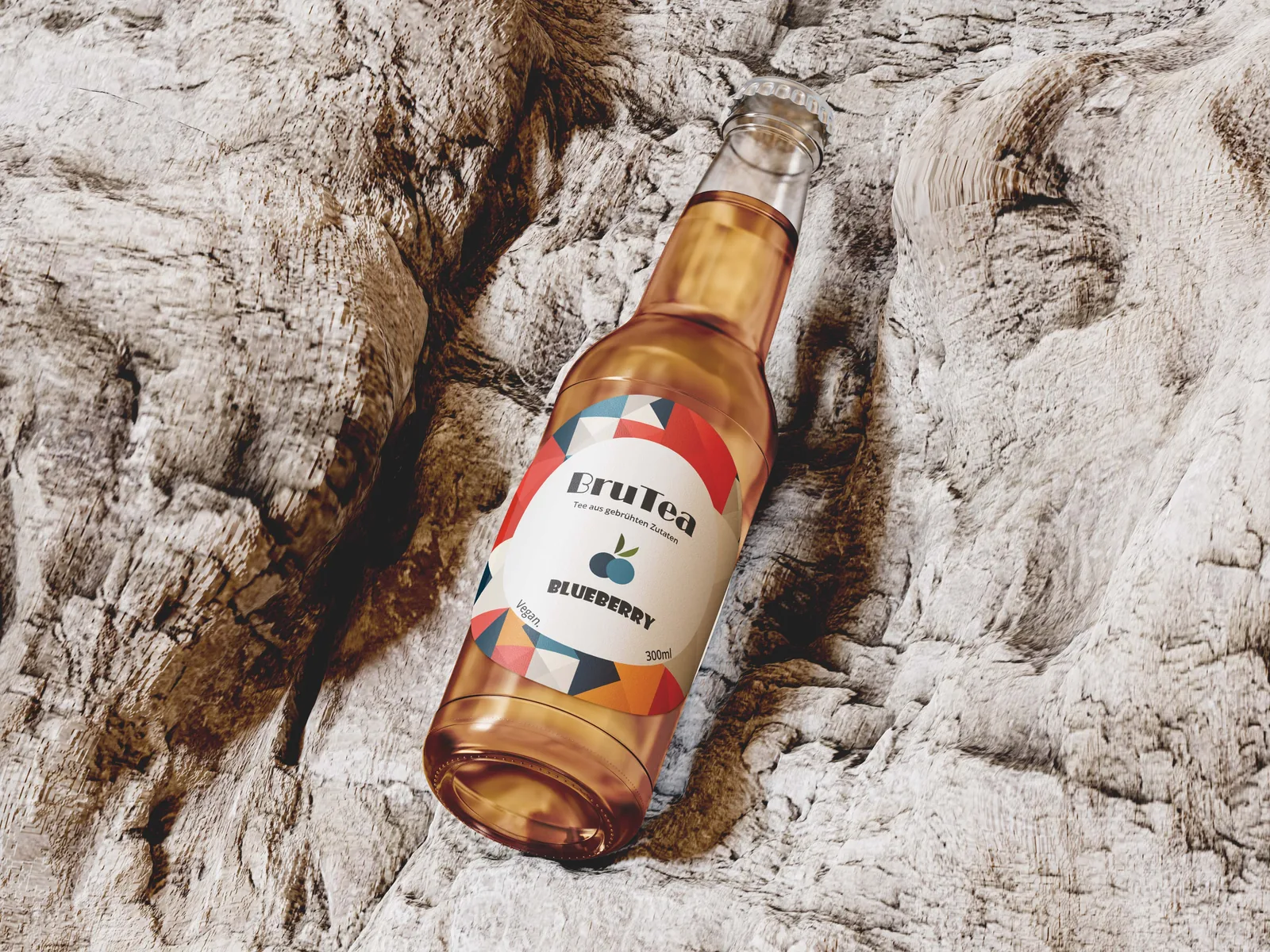 BruTea Etikett-Detail — Iteration 10 mit Blattmotiv, Brand & Packaging Design von Emrach aus Aachen