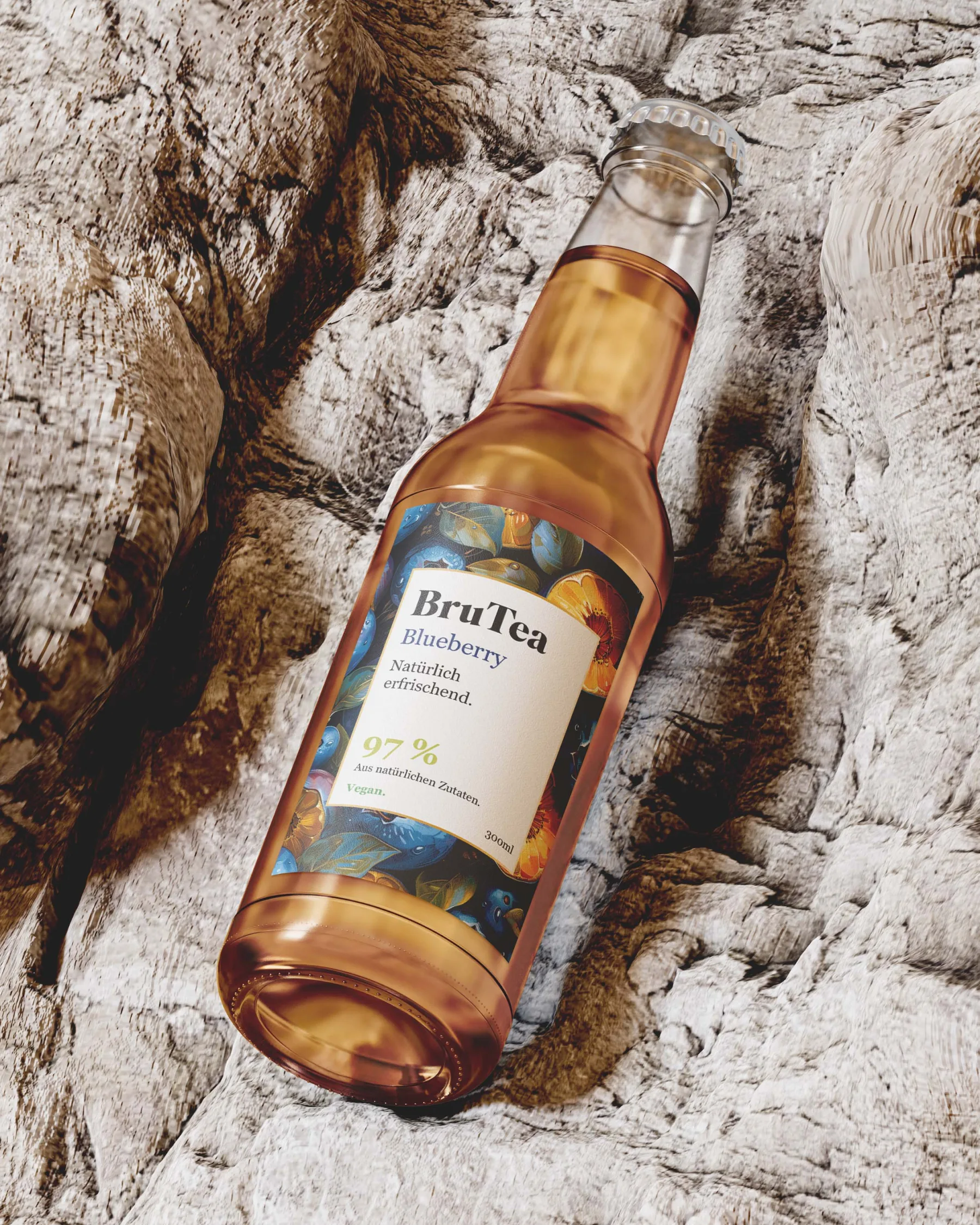 BruTea Glasflasche — Etikett-Variante »Bru Tea« klassisch beige, Brand & Packaging Design von Emrach aus Aachen