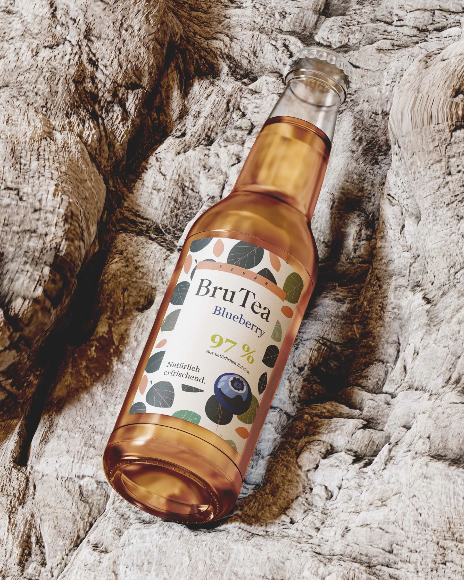 BruTea Glasflasche — Blueberry-Etikett mit rundem Sorten-Symbol, Brand & Packaging Design von Emrach aus Aachen