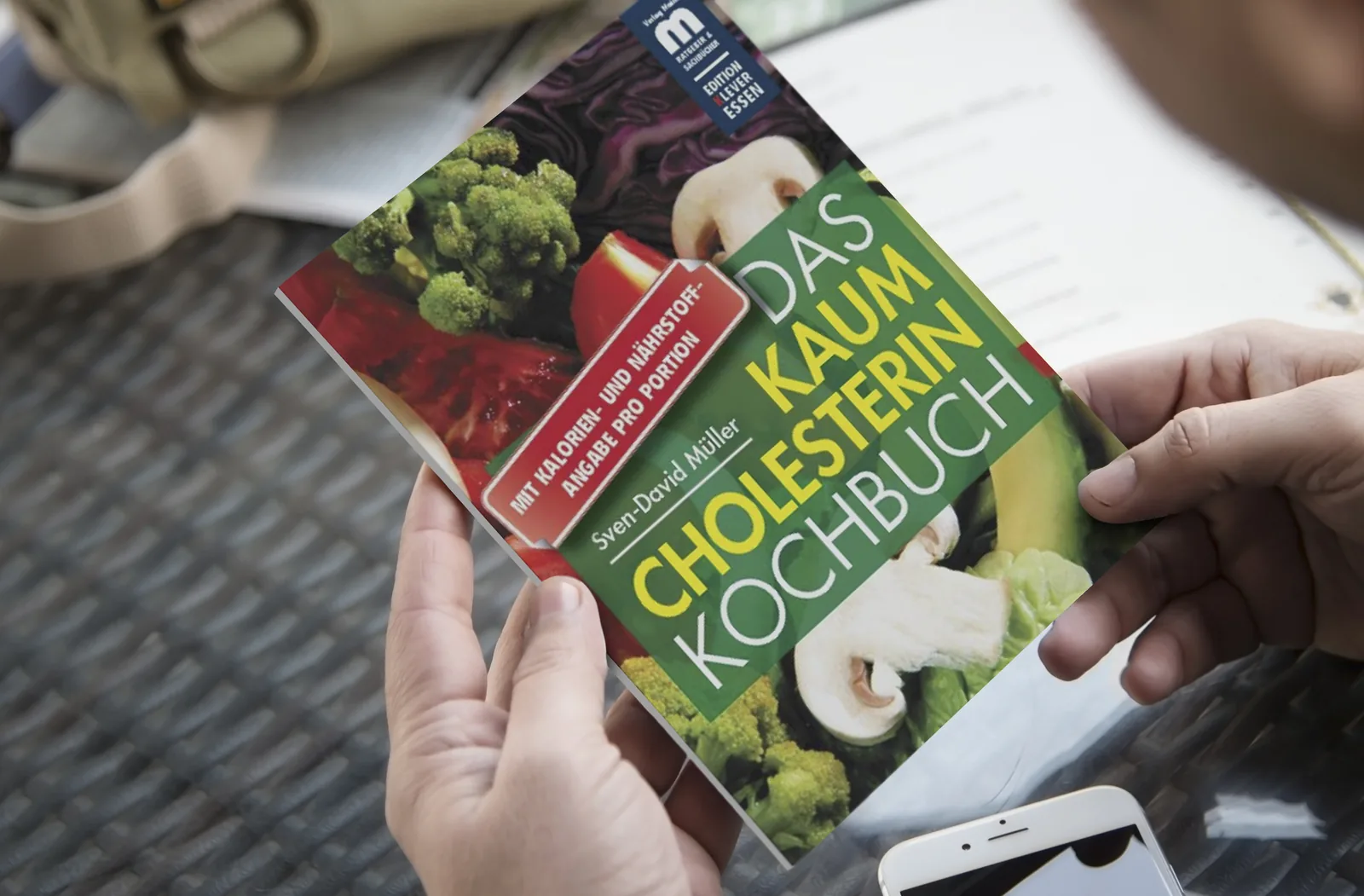Das Kaum-Cholesterin-Kochbuch von Sven-David Müller — Buchcover-Design von Emrach aus Aachen, Verlag Mainz