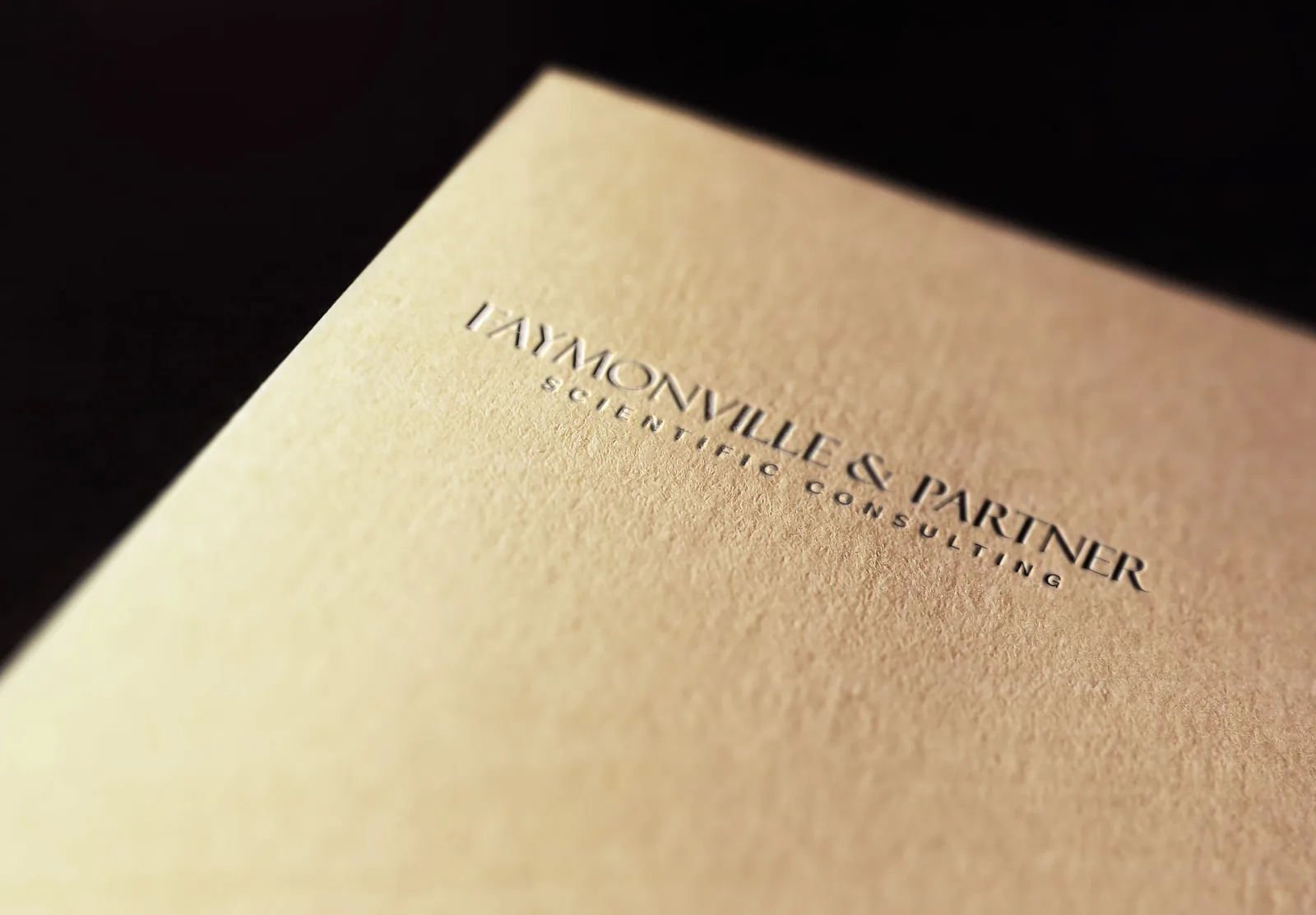 Faymonville & Partner Scientific Consulting — Serifen-Wortmarke im Letterpress-Druck, Logo-Design von Emrach aus Aachen