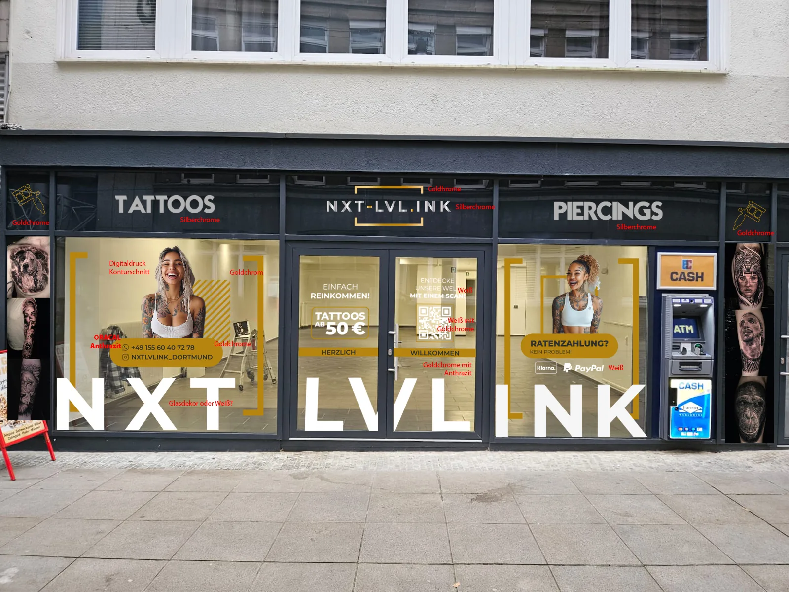 Schaufenster — Entwurf (Photoshop) — NXT-LVL.INK, Branding & Design von Emrach aus Aachen