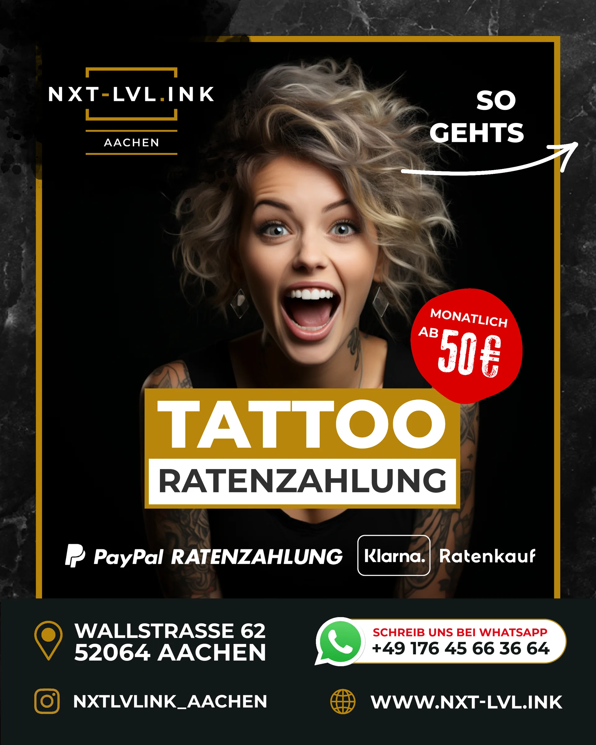 Kampagne — Tattoo-Ratenzahlung — NXT-LVL.INK, Branding & Design von Emrach aus Aachen