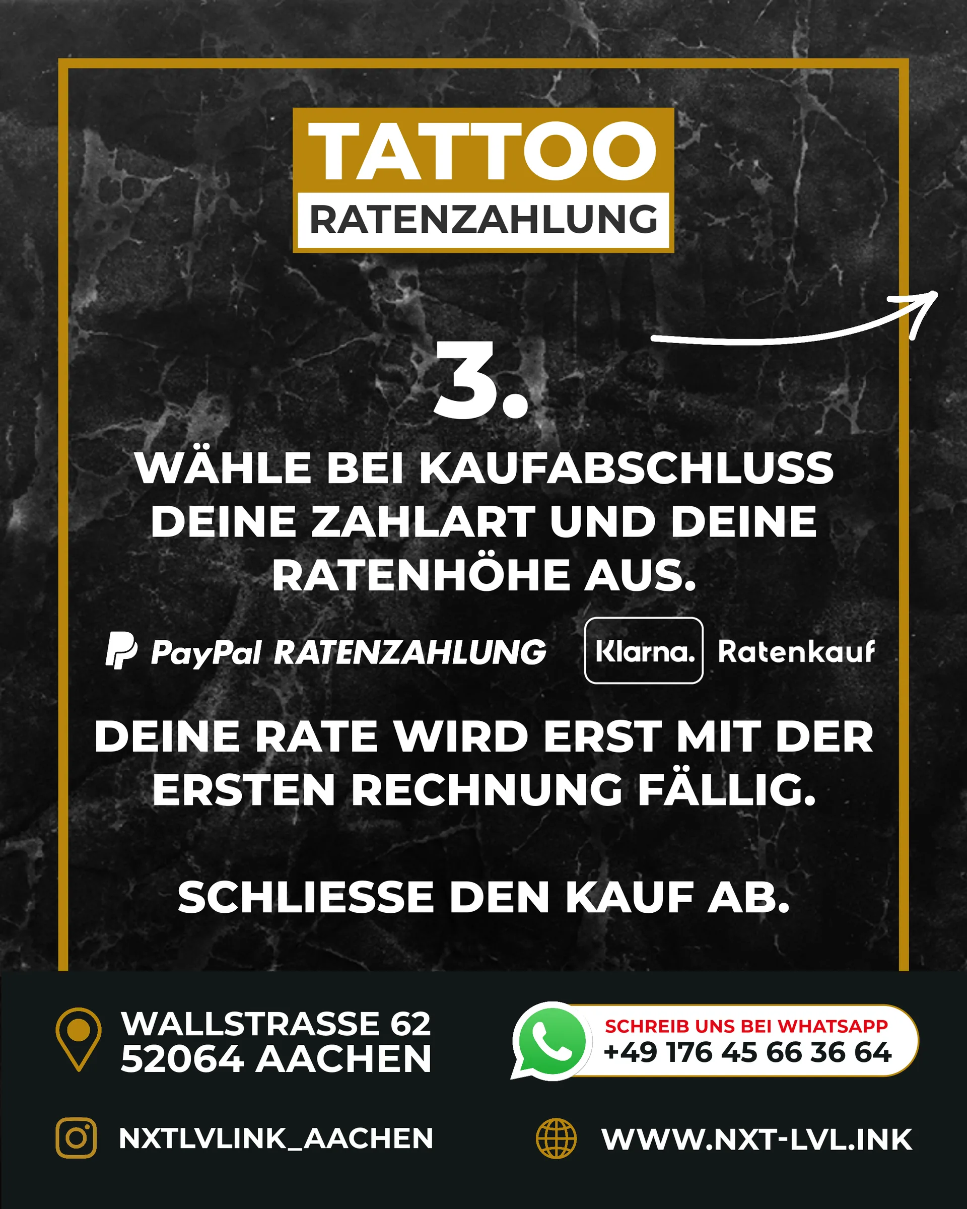 Kampagne — Tattoo-Ratenzahlung — NXT-LVL.INK, Branding & Design von Emrach aus Aachen