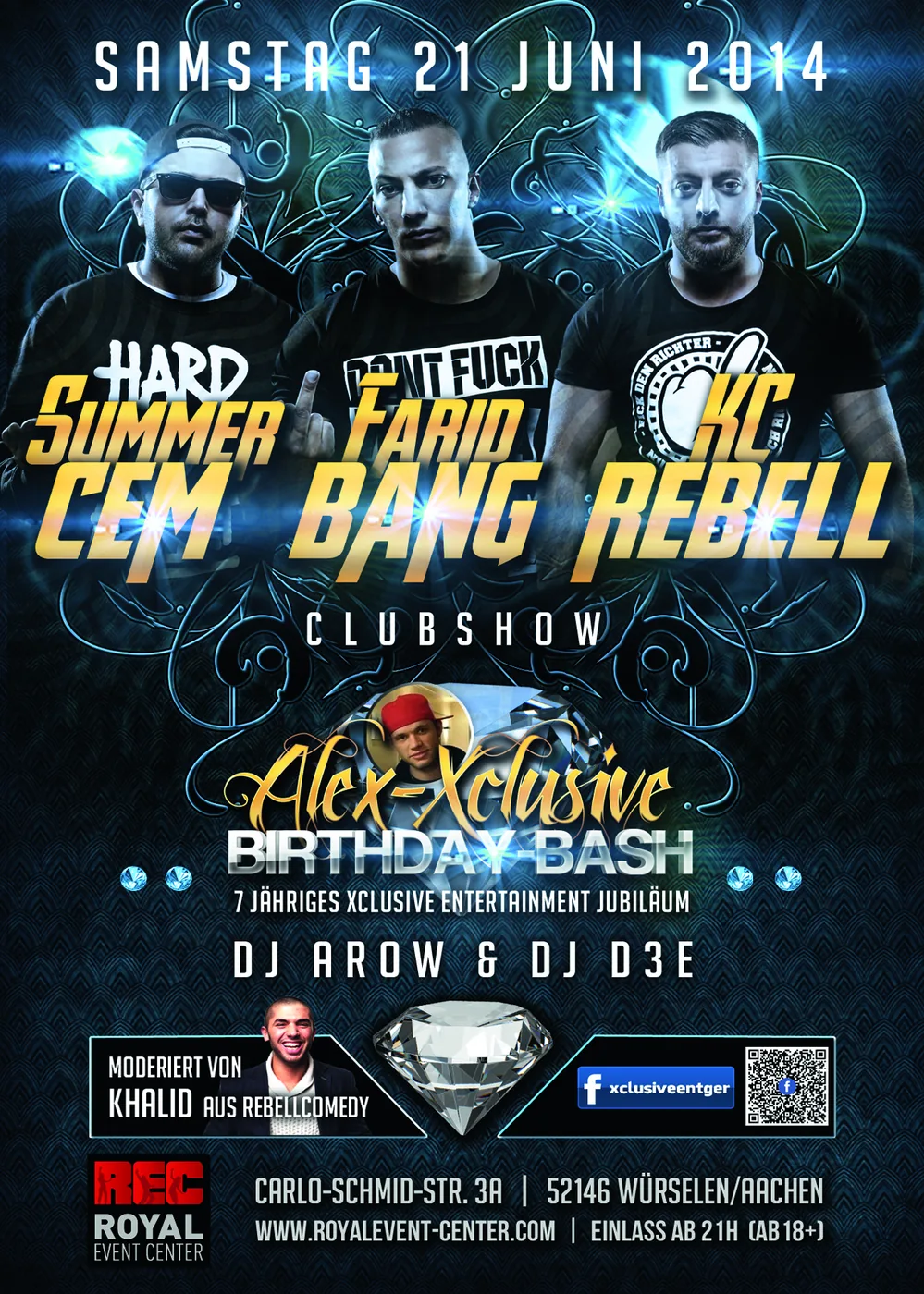 Summer Cem, Farid Bang & KC Rebell · Clubshow Würselen · 2014 — Party-Flyer, Design von Emrach aus Aachen