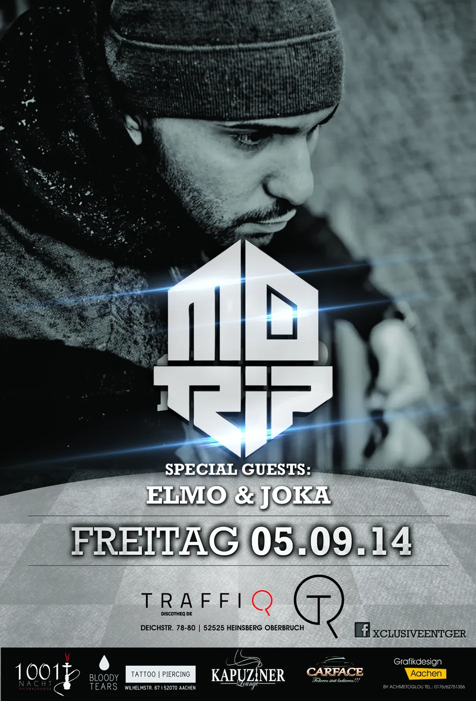 MoTrip · TraffiQ Heinsberg · 2014 — Party-Plakat, Design von Emrach aus Aachen