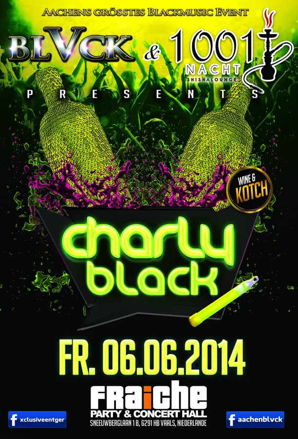 Charly Black · Fraiche, Vaals (NL) · 2014 — Party-Plakat, Design von Emrach aus Aachen
