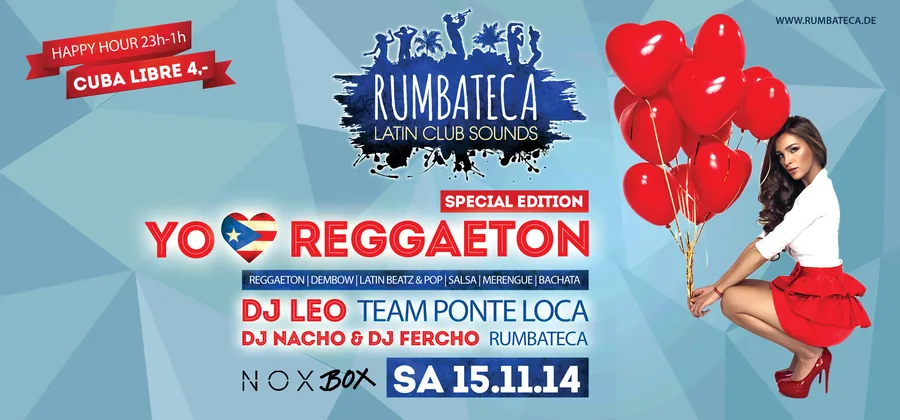 Yo Reggaeton · Rumbateca · Nox Box · 2014 — Event-Banner, Design von Emrach aus Aachen