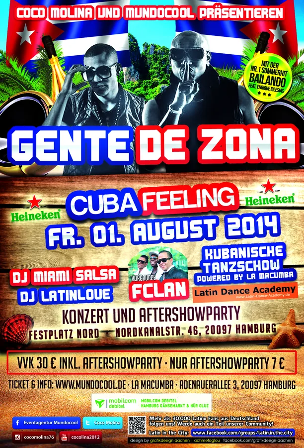 Gente de Zona · Cuba Feeling · Hamburg · 2014 — Party-Plakat, Design von Emrach aus Aachen