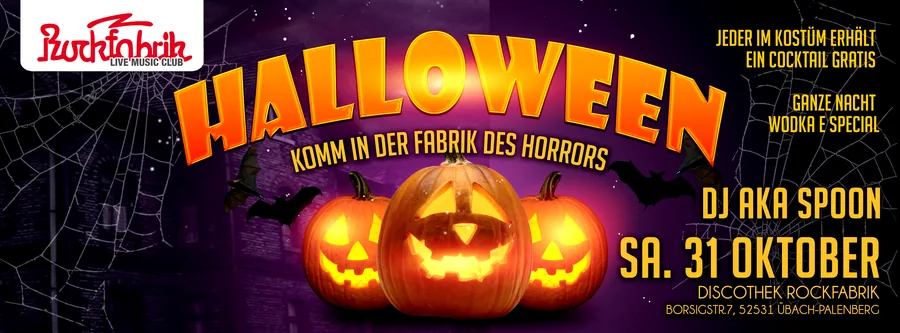 Halloween · Rockfabrik · Banner — Event-Banner, Design von Emrach aus Aachen
