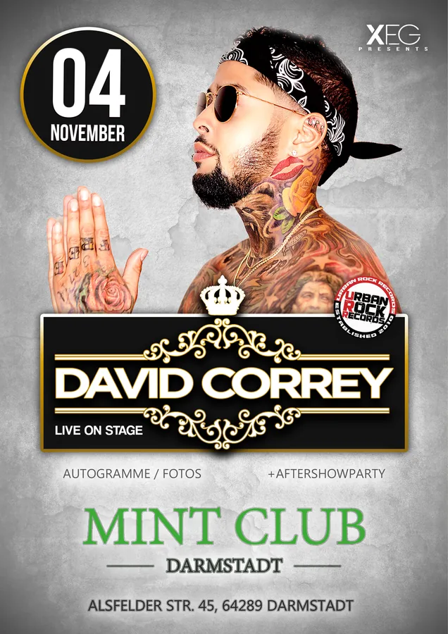 David Correy · Mint Club Darmstadt — Party-Plakat, Design von Emrach aus Aachen