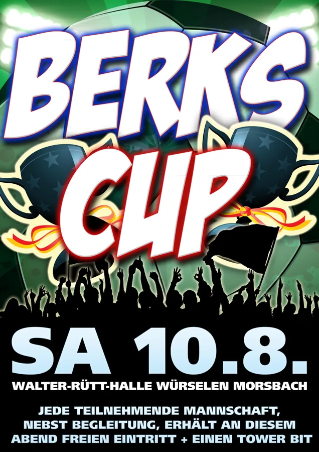 Berks Cup · Walter-Rütt-Halle Würselen — Party-Plakat, Design von Emrach aus Aachen