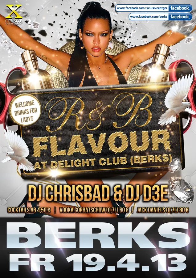 R&B Flavour · Delight Club im Berks · April 2013 — Party-Plakat, Design von Emrach aus Aachen