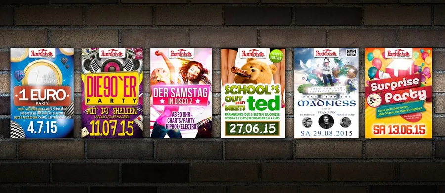 Plakatserie Rockfabrik · Übersicht — Event-Banner, Design von Emrach aus Aachen