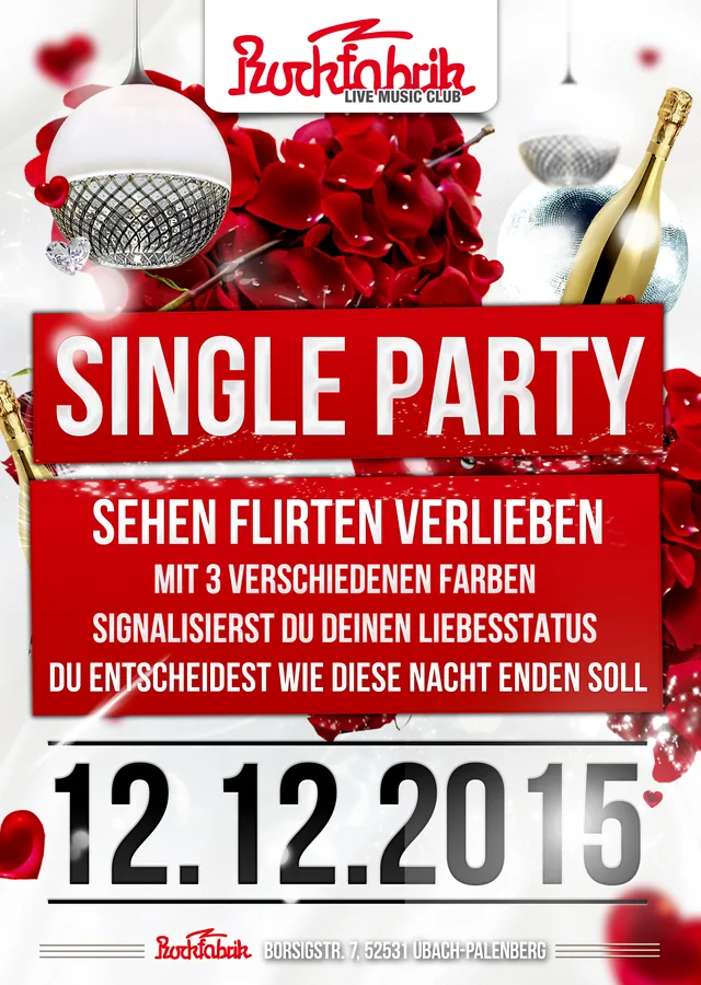 Single Party · Rockfabrik · 2015 — Party-Plakat, Design von Emrach aus Aachen