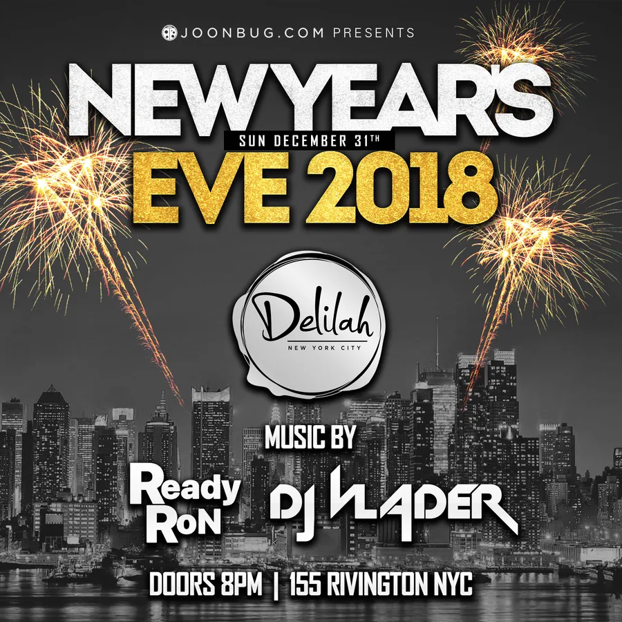 New Year's Eve · Delilah, New York City · 2018 — Party-Plakat, Design von Emrach aus Aachen