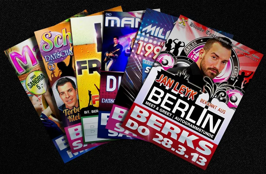 Gedruckte Berks-Flyer · Auflage in der Hand — Event-Banner, Design von Emrach aus Aachen