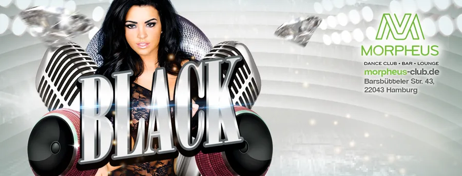 BLACK · Partyreihe · Morpheus, Hamburg — Event-Banner, Design von Emrach aus Aachen