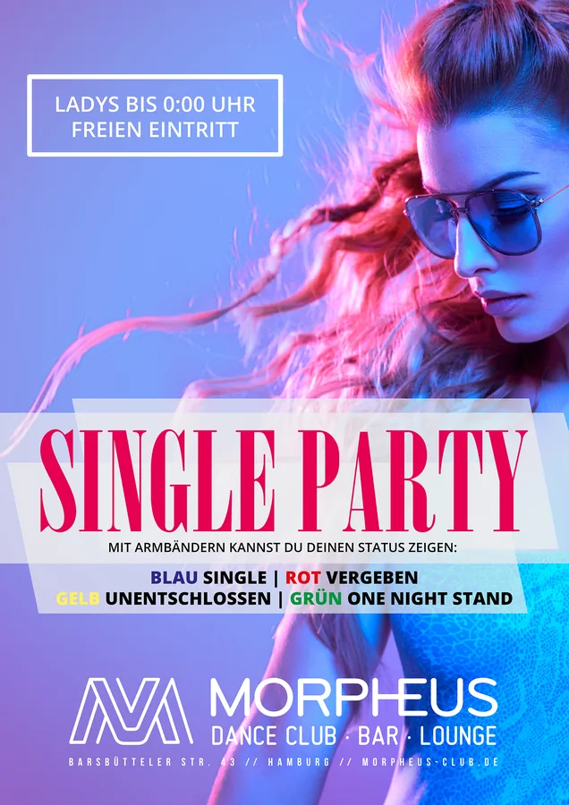Single Party · Morpheus, Hamburg · 2018 — Party-Flyer, Design von Emrach aus Aachen