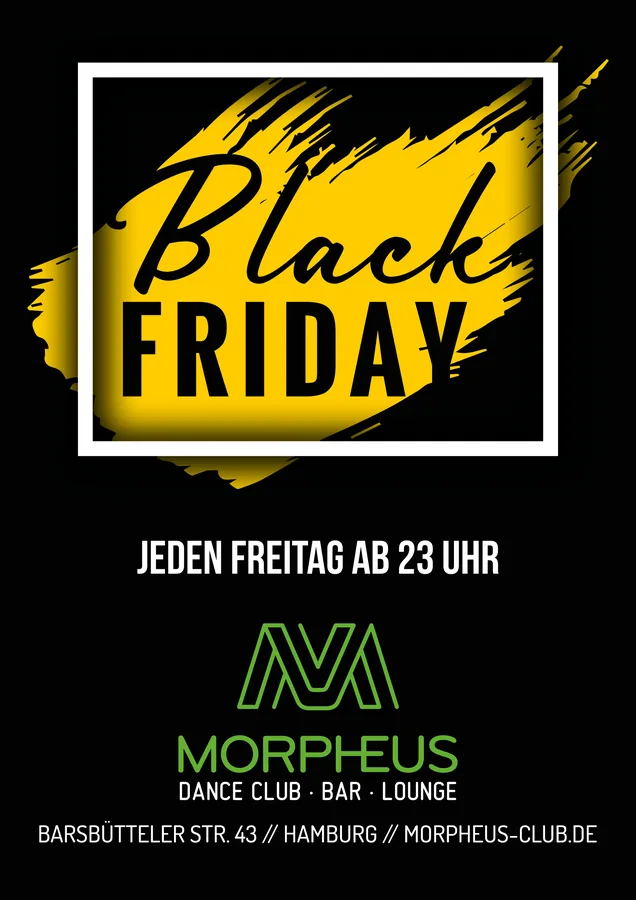 Black Friday · Morpheus, Hamburg — Party-Flyer, Design von Emrach aus Aachen