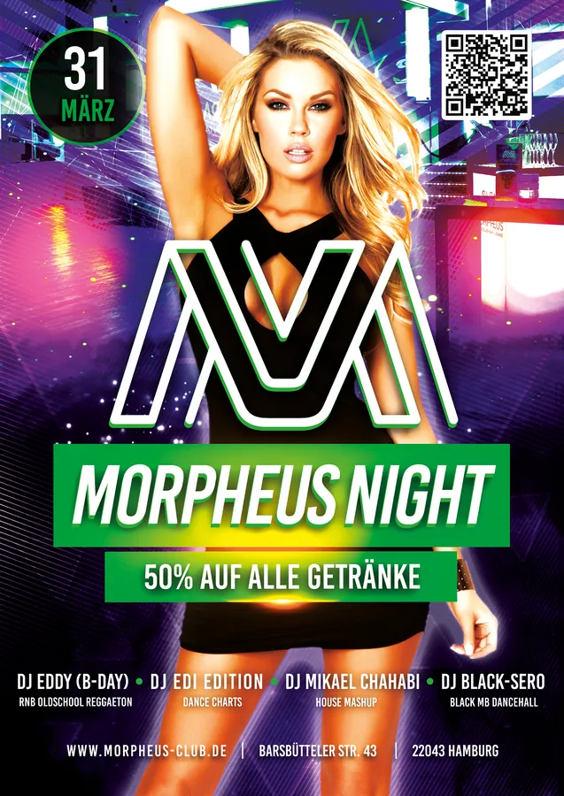 Morpheus Night · Hamburg — Party-Flyer, Design von Emrach aus Aachen